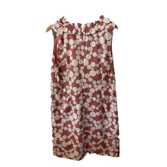 NWT TALBOTS RUFFLE NECK POPLIN SHIFT DRESS POLKA DOT Mauve Cotton Sz 16 - Picture 3 of 8
